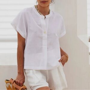 NWT a.n.a White Button Up Textured Blouse - Small